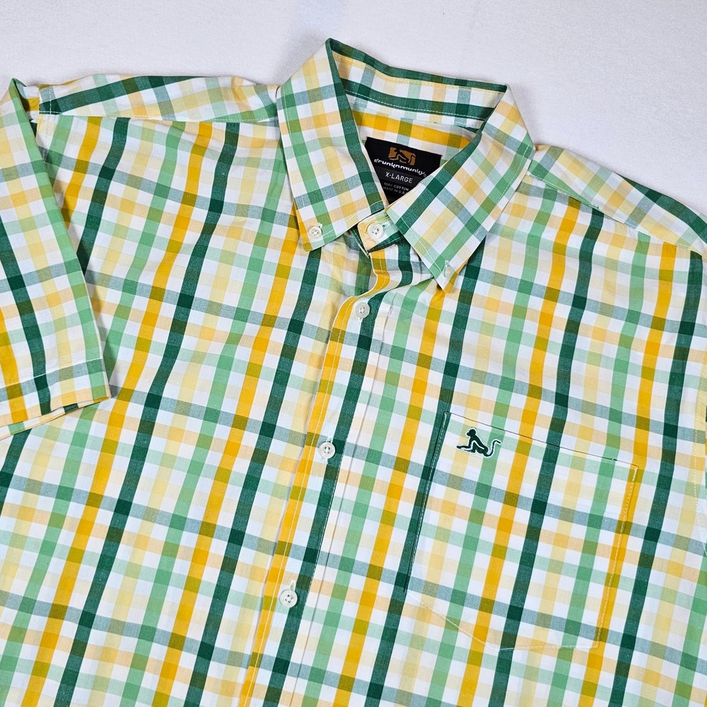 Y2k Drunkenmunky Mens Street Wear Skater Plaid Short Sleeve Button Down Shirt